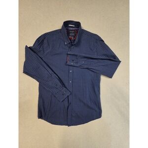 Denim & Flower Ricky Singh Mens Small S Button Down Shirt Blue Polka Dot Paisley